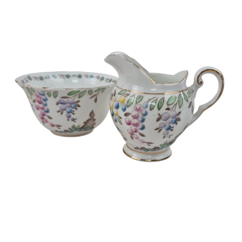 Tuscan Creamer And Sugar Bowl Set Bone China England Floral Gold Trim Vintage - Picture 10 of 10